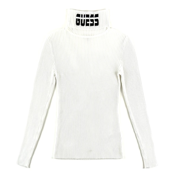 Guess Holly Logo White Turtleneck Sweater - Picture 3 of 8